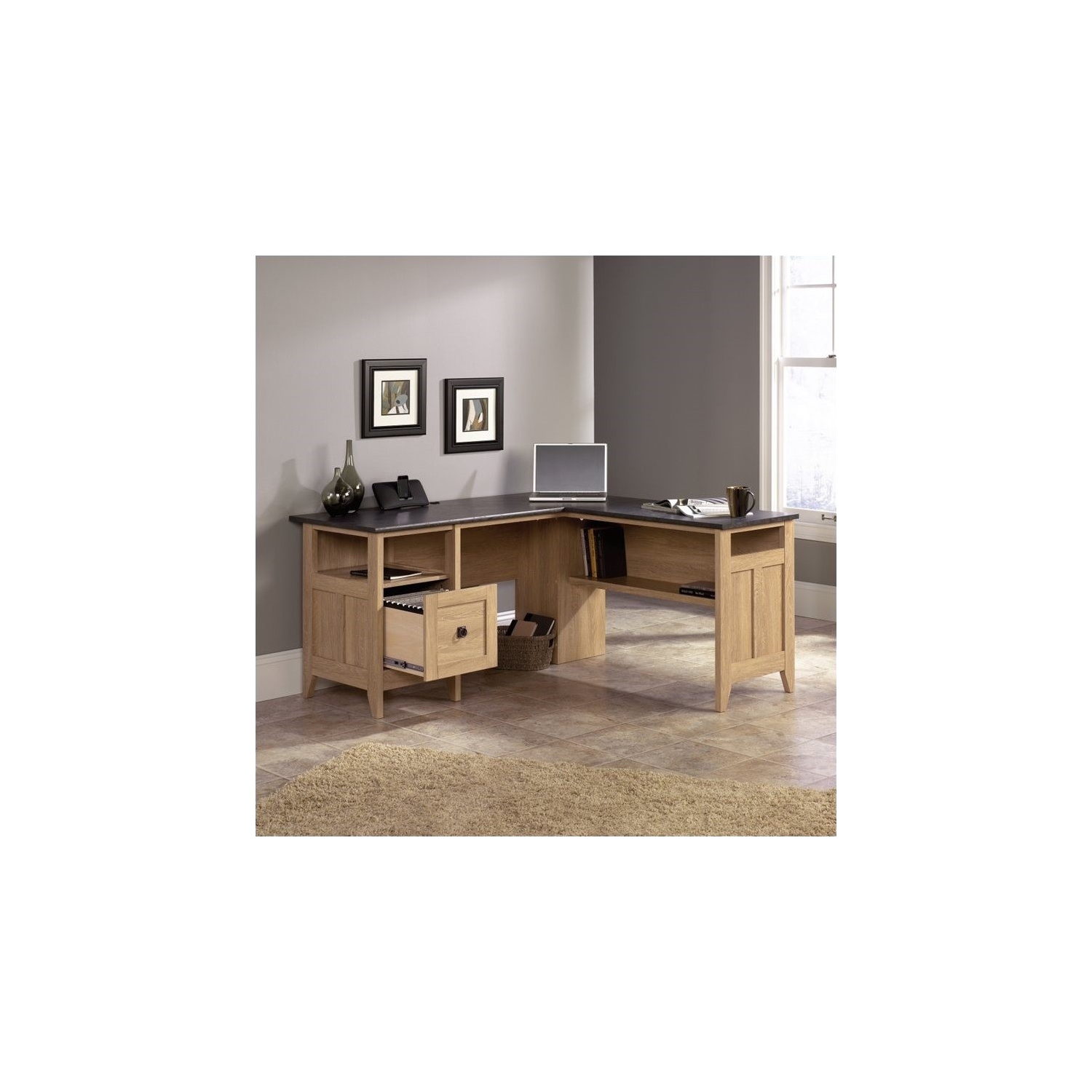 Sauder – Bureau en L August Hill, chêne Dover