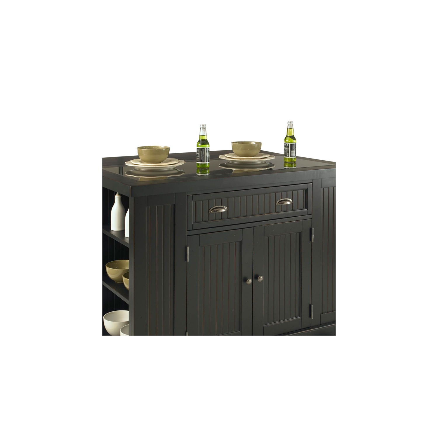 Homestyles Nantucket Wood Kitchen Island in Black