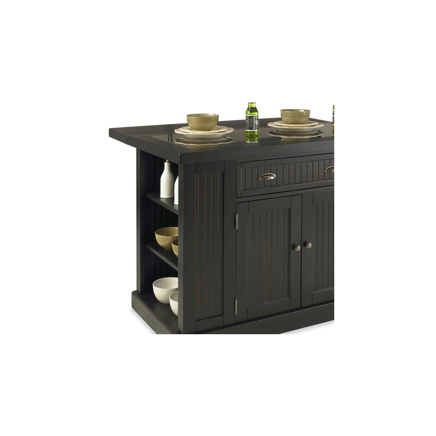 Homestyles Nantucket Wood Kitchen Island in Black