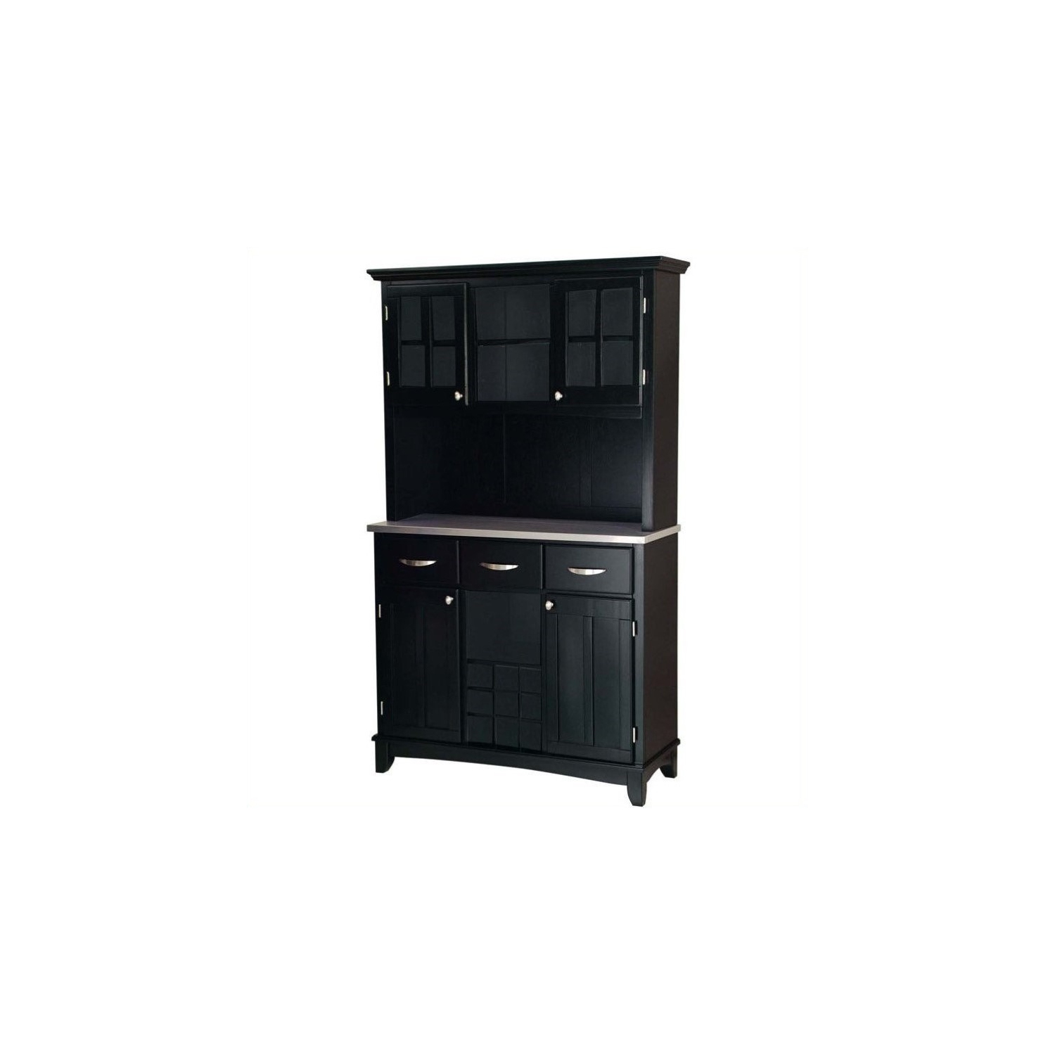 Homestyles Buffet of Buffets Wood Buffet with Hutch in Black