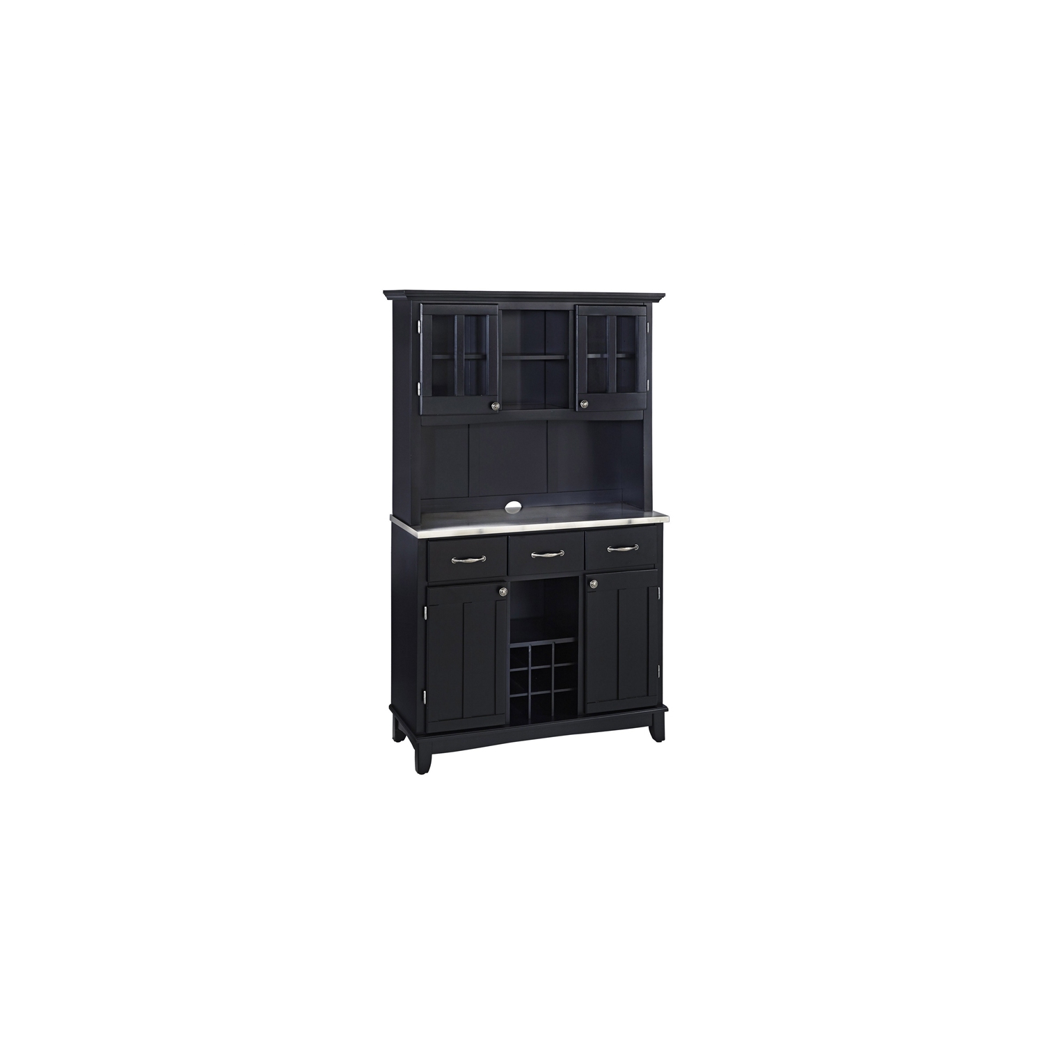Homestyles Buffet of Buffets Wood Buffet with Hutch in Black