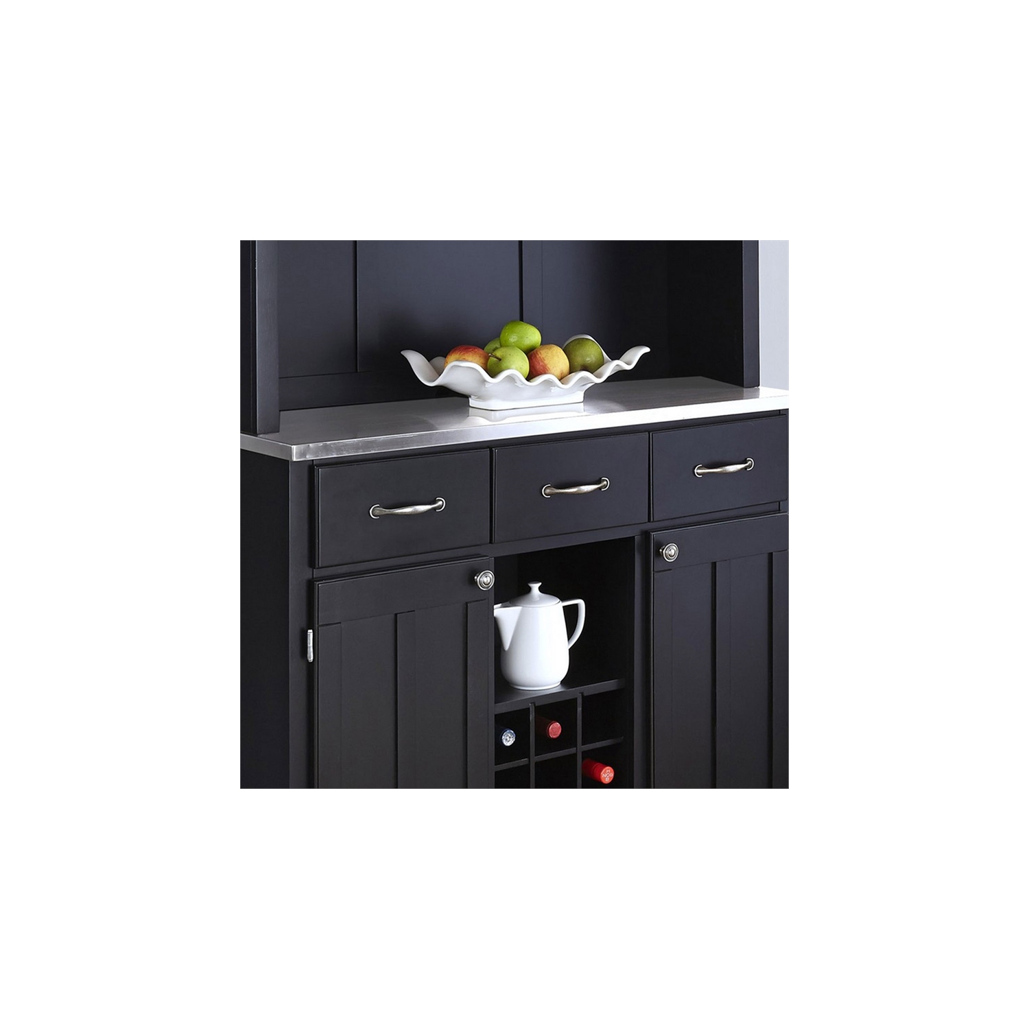 Homestyles Buffet of Buffets Wood Buffet with Hutch in Black