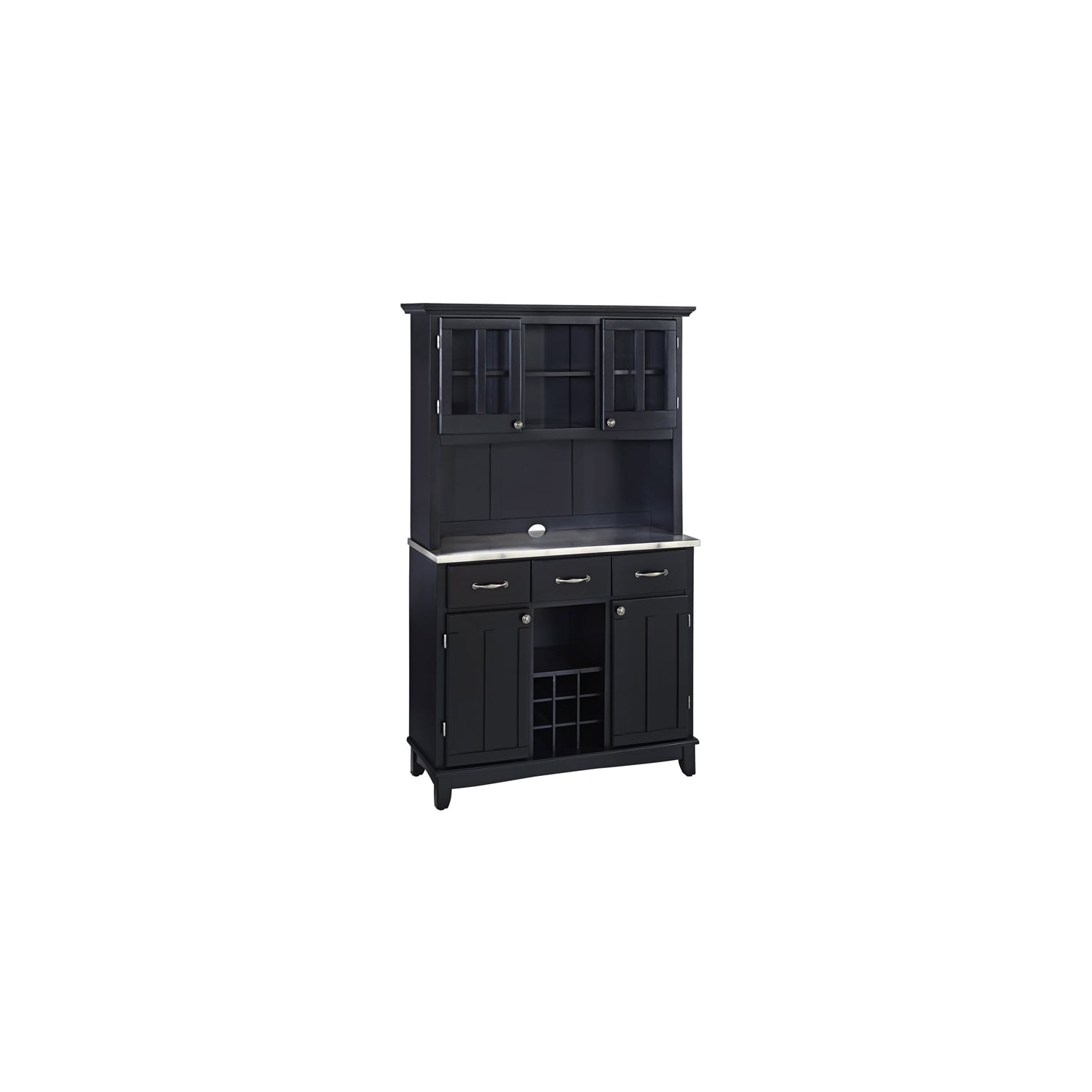 Homestyles Buffet of Buffets Wood Buffet with Hutch in Black