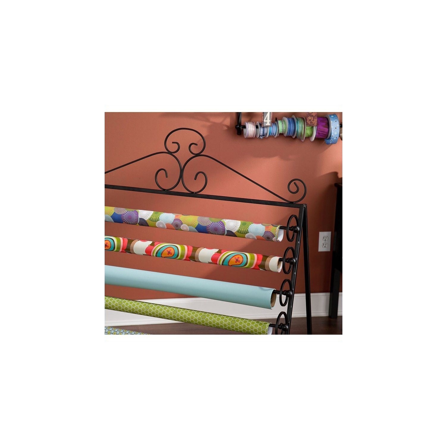 SEI Furniture Evelyn Easel-Wall Mount Craft Storage Rack in Black