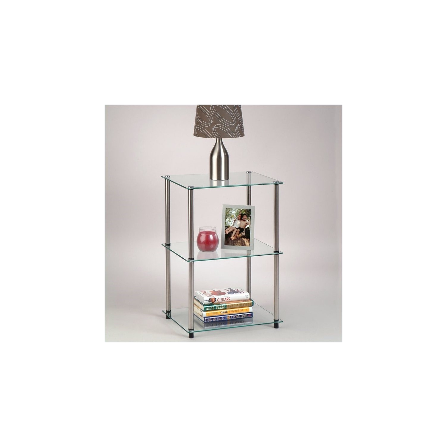 Convenience Concepts Designs2Go Classic Clear Glass 3 Tier Lamp Table