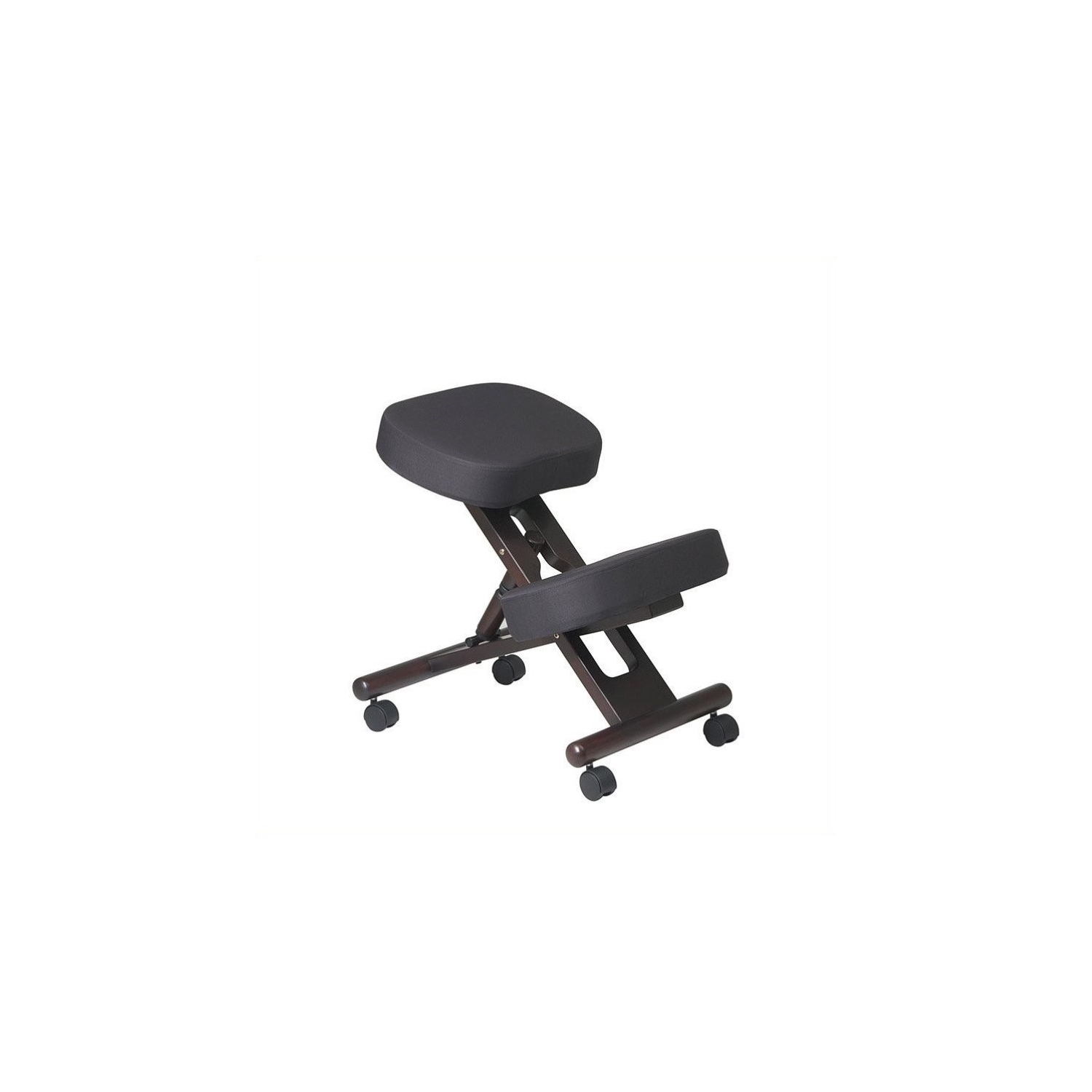 Ergonomically Wood Black Fabric Knee Office Chair in Espresso
