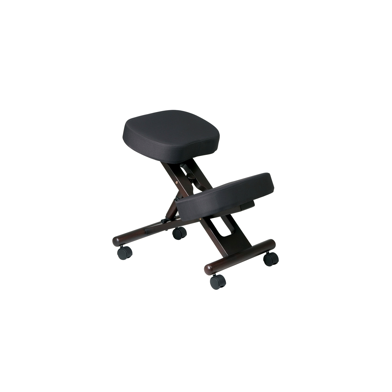 Ergonomically Wood Black Fabric Knee Office Chair in Espresso