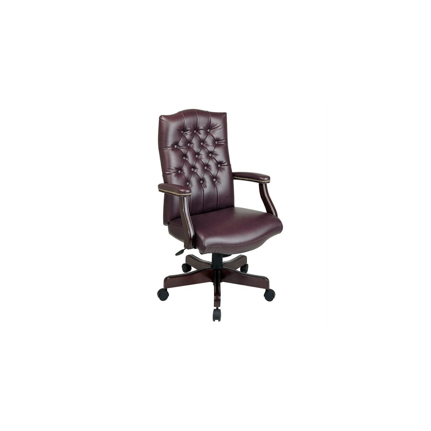 Jamestown Oxblood Red Vinyl Traditional Executive Chair with Padded Arms