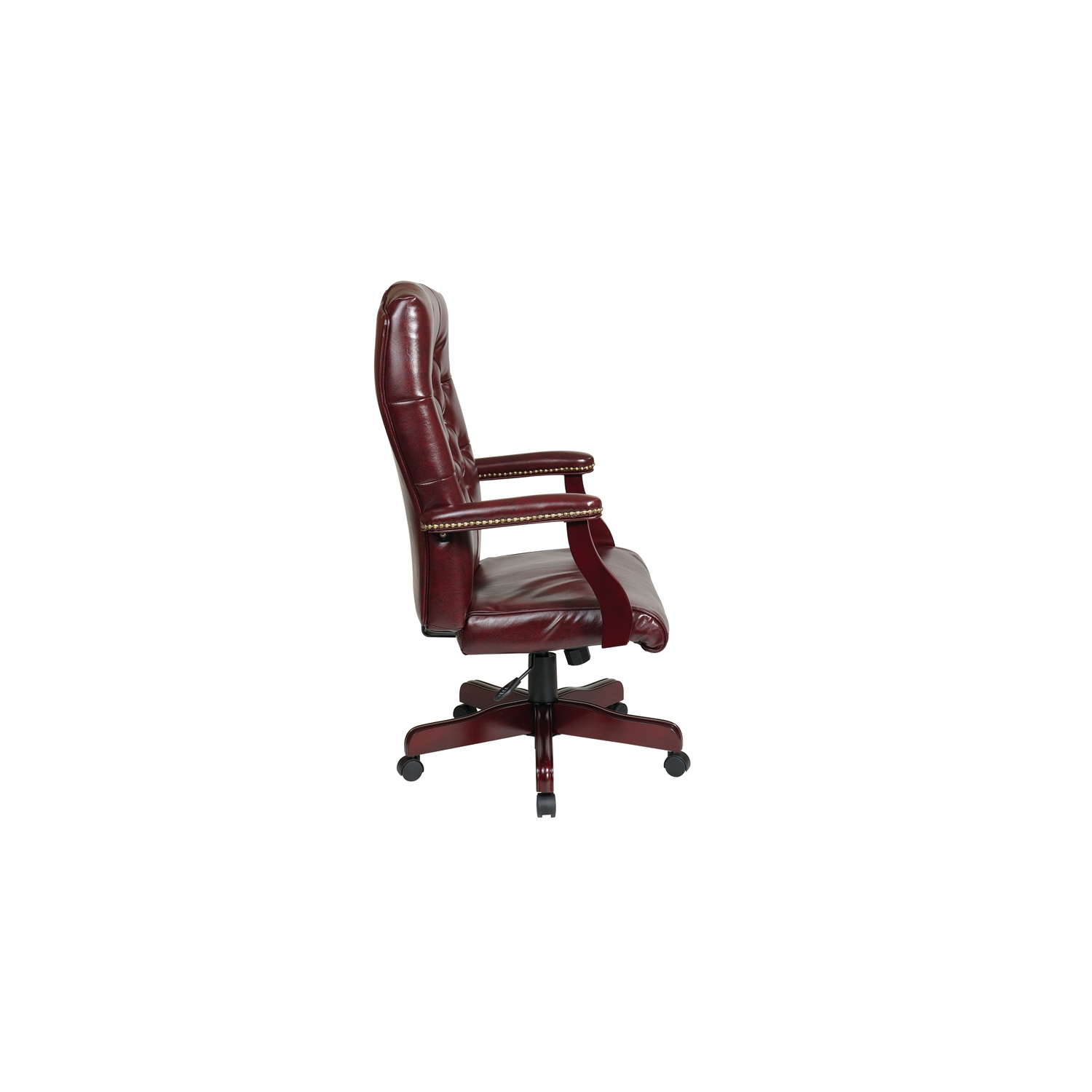 Jamestown Oxblood Red Vinyl Traditional Executive Chair with Padded Arms