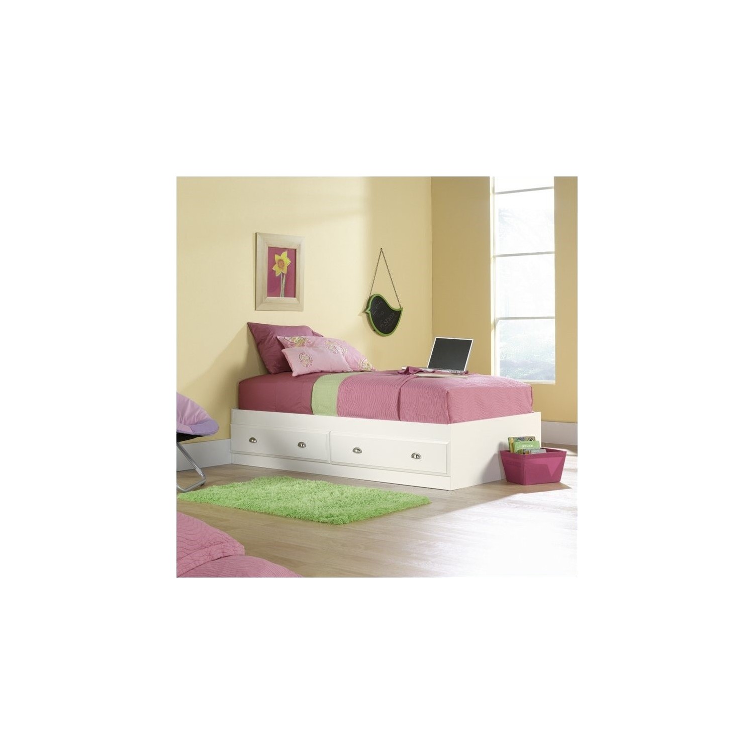 Sauder Shoal Creek Twin Mates Traditional Storage Bed - Twin - Soft White