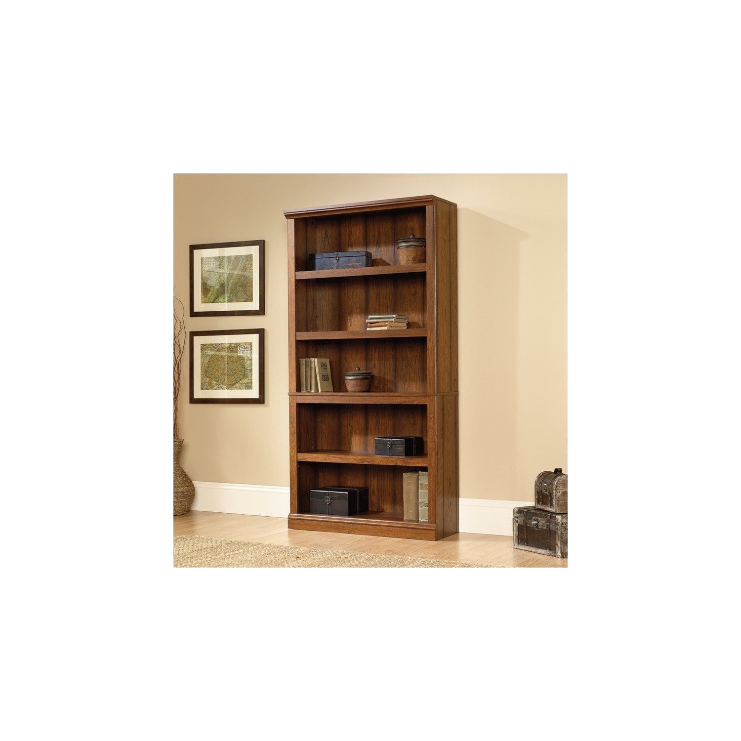 Sauder Select Modern Wood 5 Shelf Bookcase in Washington Cherry