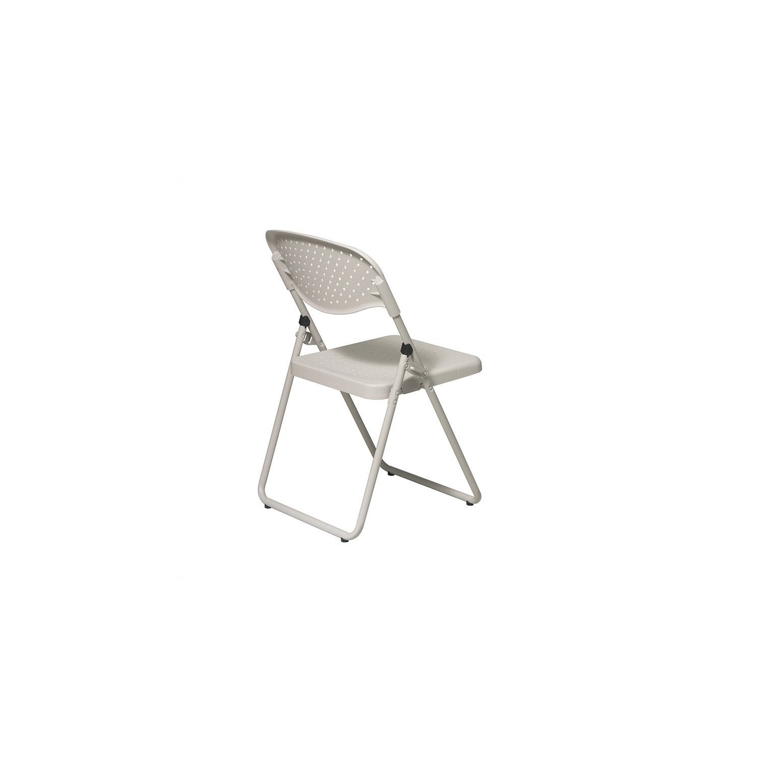 Chaise pliante avec siège et dossier en plastique beige et cadre beige.