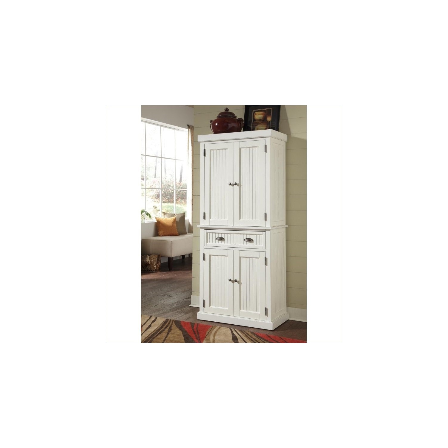 Homestyles Nantucket Wood Pantry in Off White