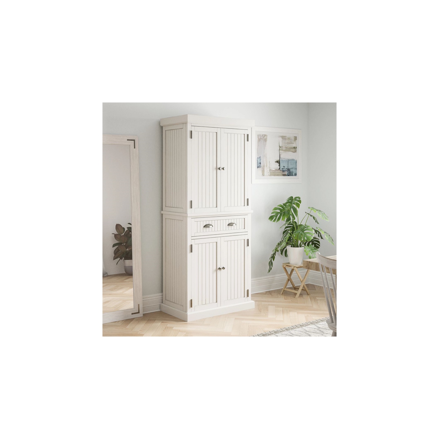 Homestyles Nantucket Wood Pantry in Off White