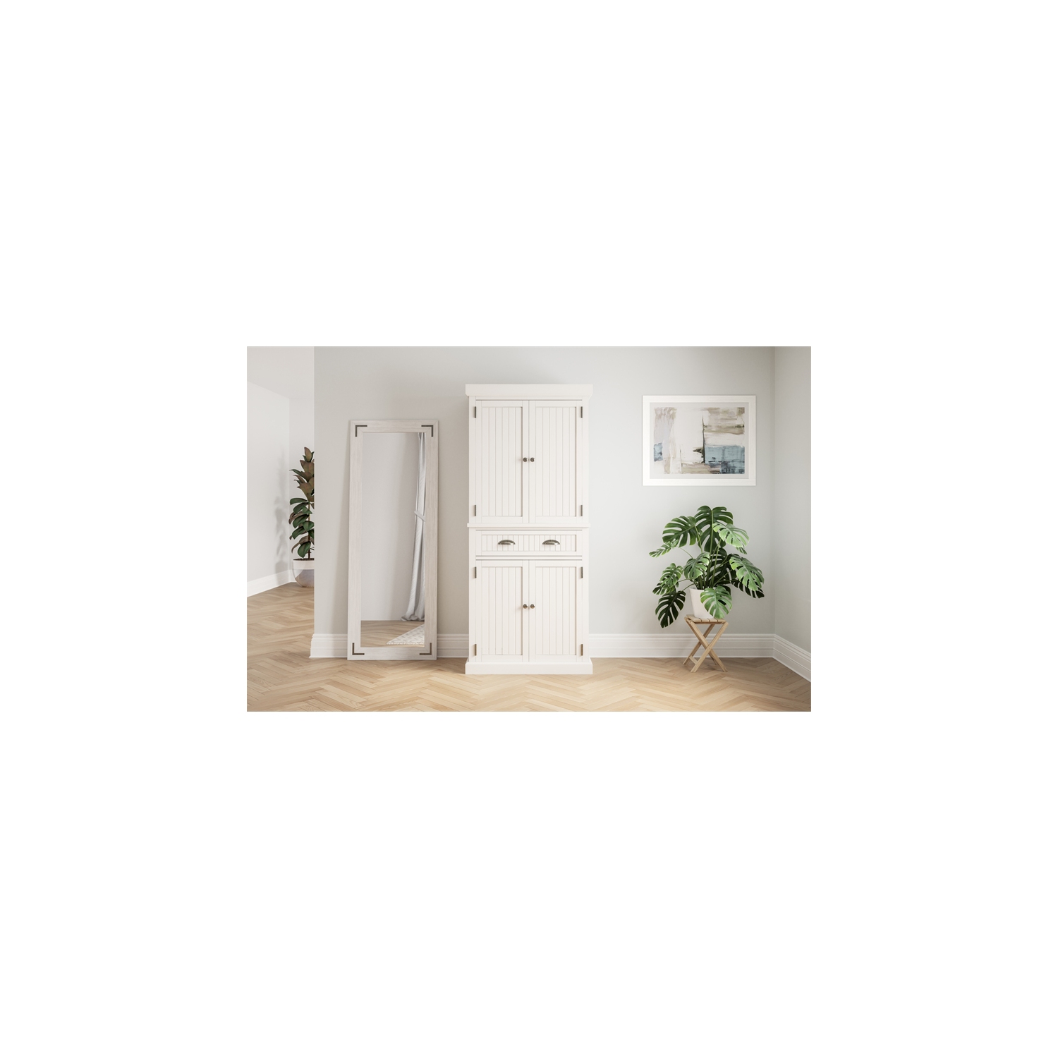 Homestyles Nantucket Wood Pantry in Off White