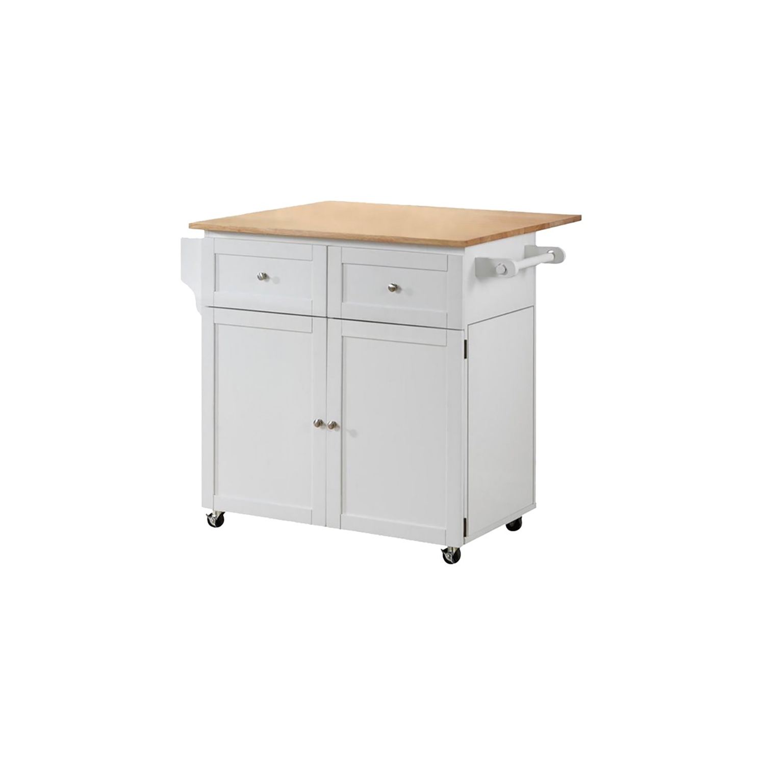 Coaster Kitchen Cart with Drop Leaf in Natural Brown and White