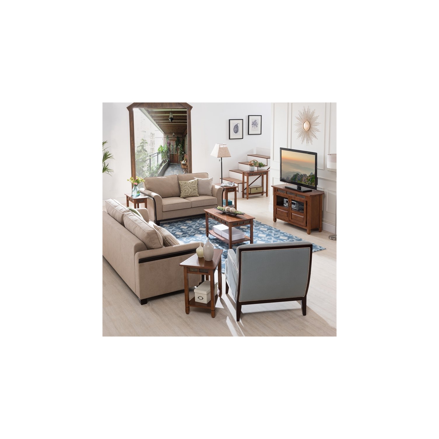 Leick Furniture Rustic Slate Rectangular Wood Coffee Table in Rustic Oak