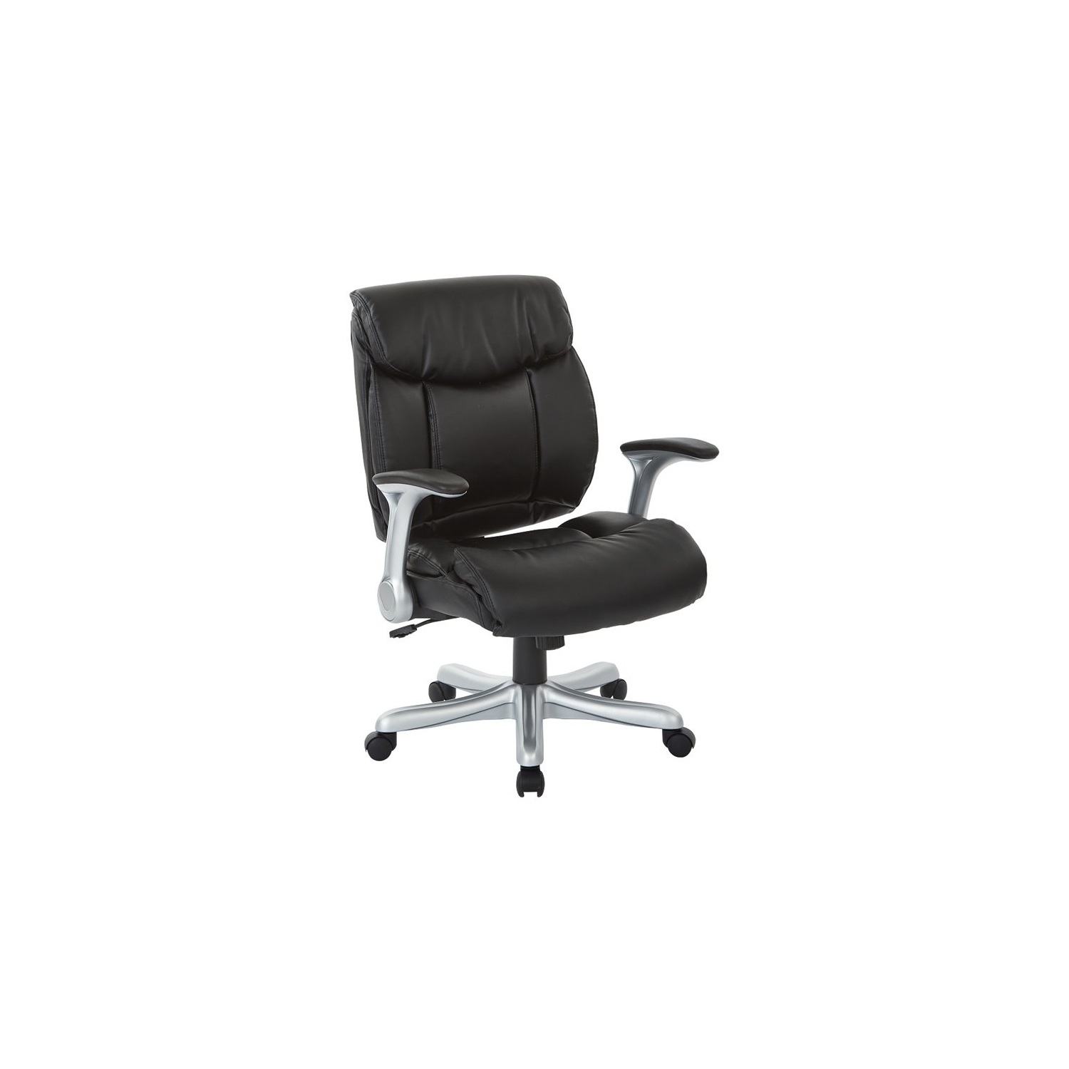 Boded Leather Office Chair in Silver and Black