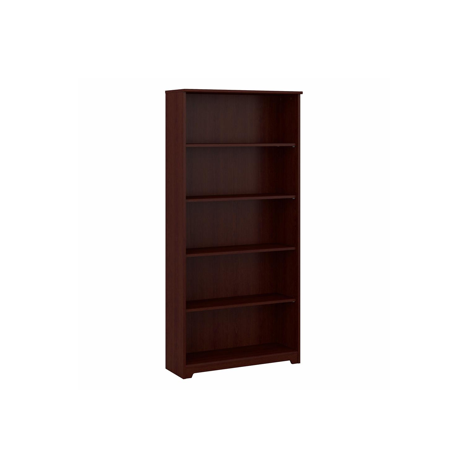 Bush Cabot 5-Shelf Engineered Wood Tall Bookcase in Harvest Cherry