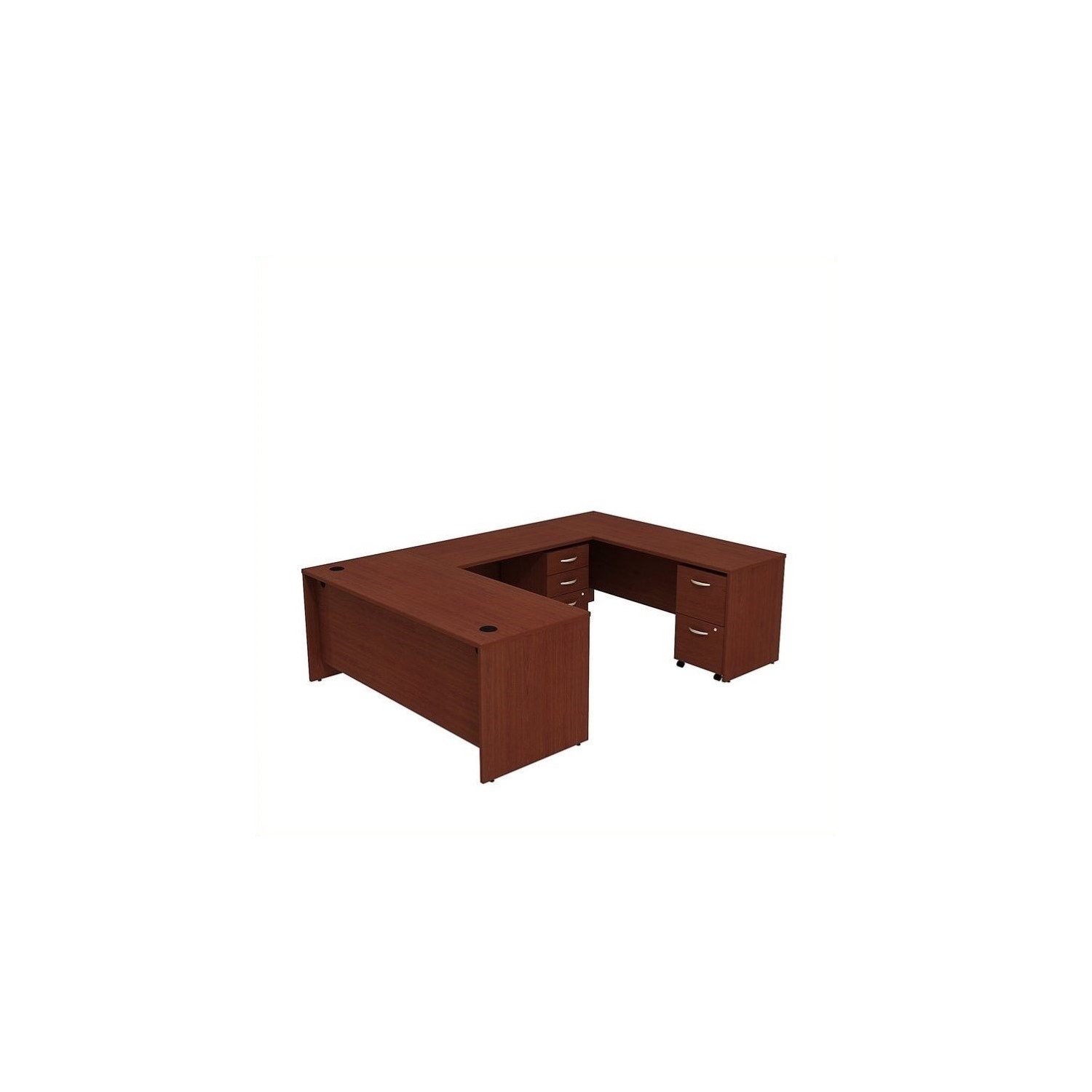 Series C 72W U Shaped Desk with File Cabinets in Mahogany - Engineered Wood