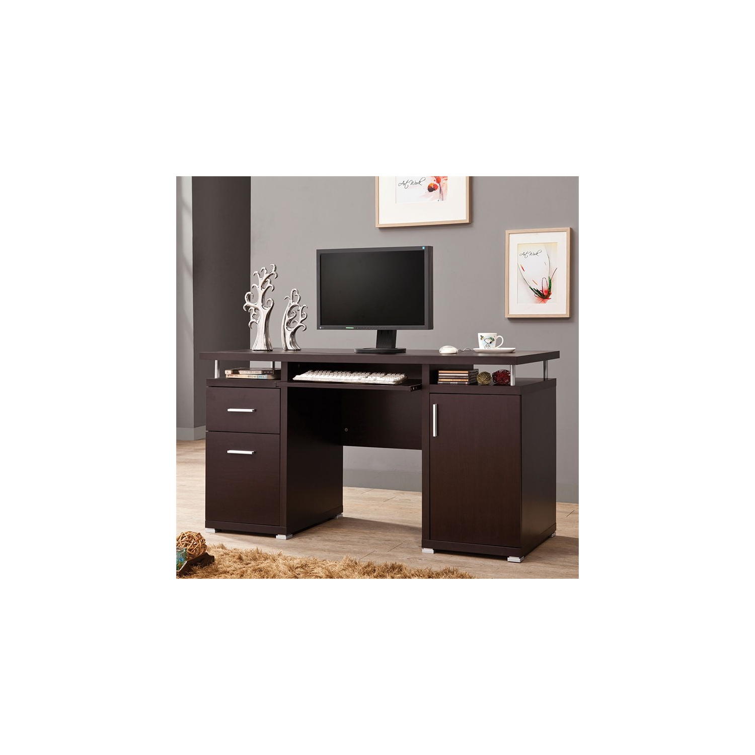 Coaster 2 Drawer Computer Desk in Cappuccino