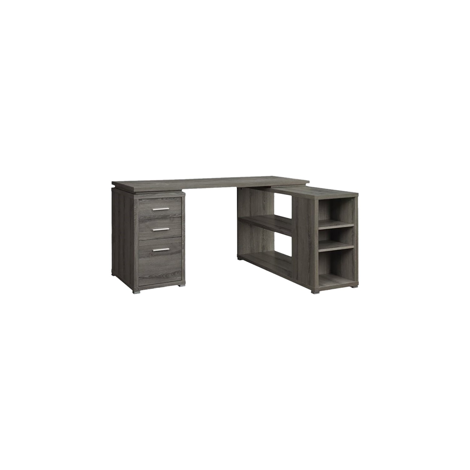Coaster Yvette L Shape Writing Desk in Weathered Gray and Silver