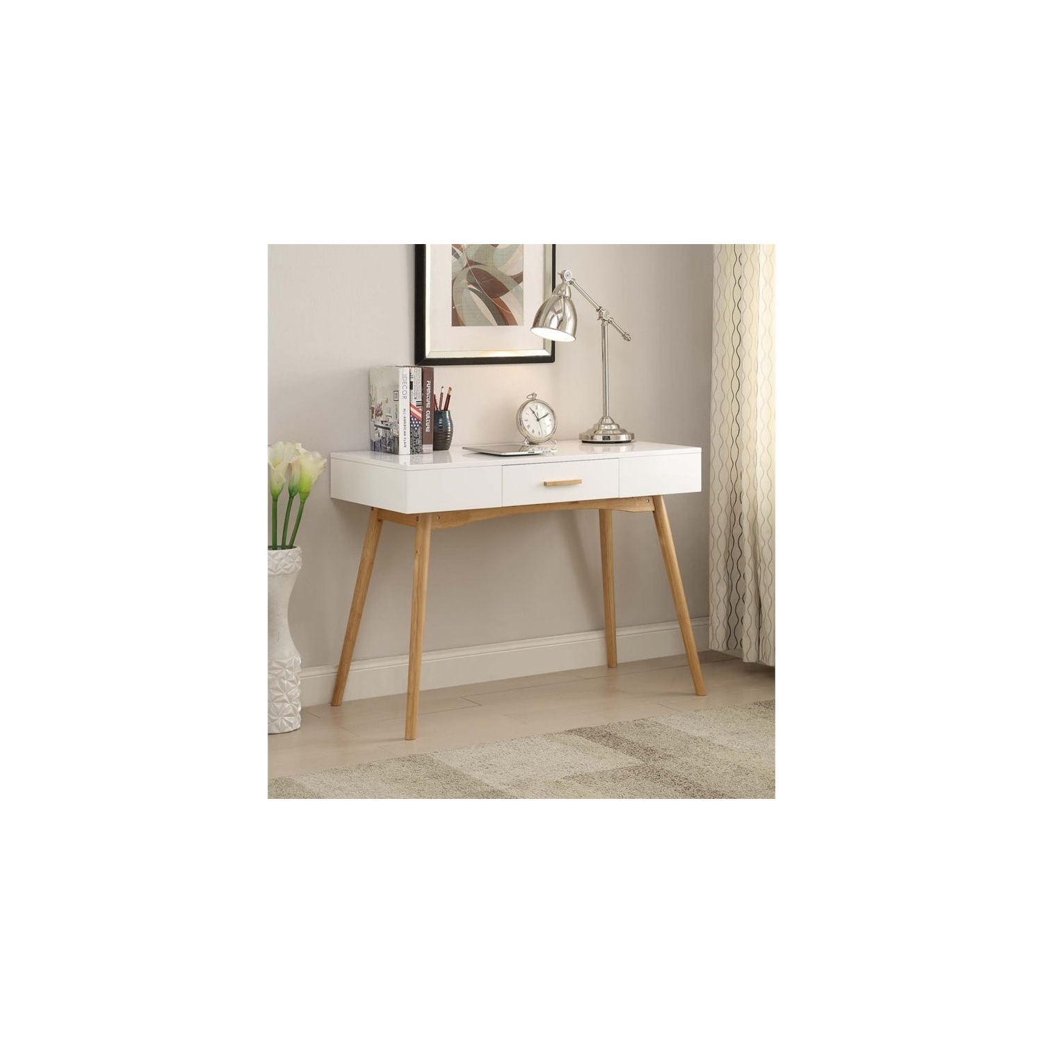 Commode concepts – Bureau Oslo à un tiroir, fini bois blanc