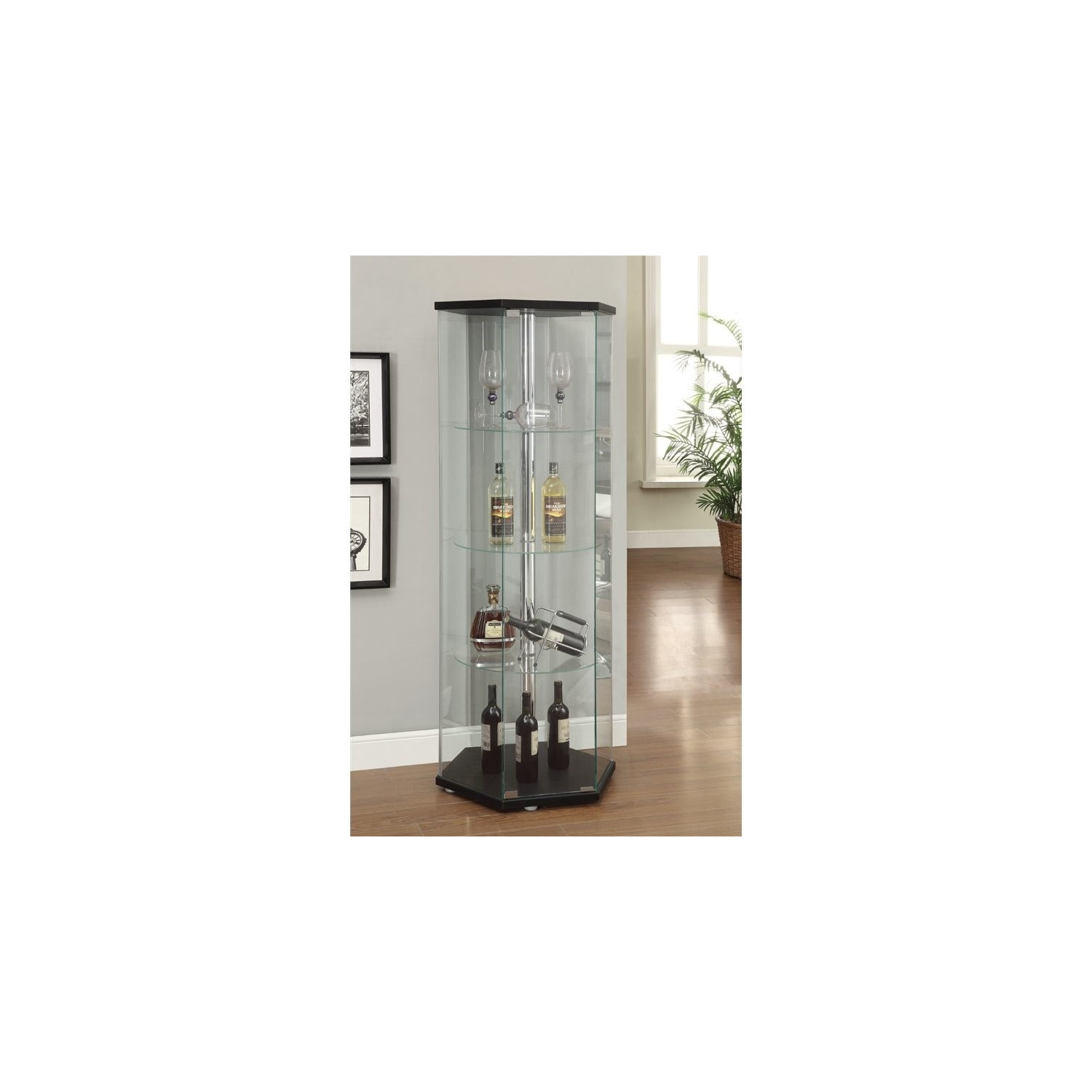 Coaster Hexagon Glass Curio Cabinet in Black