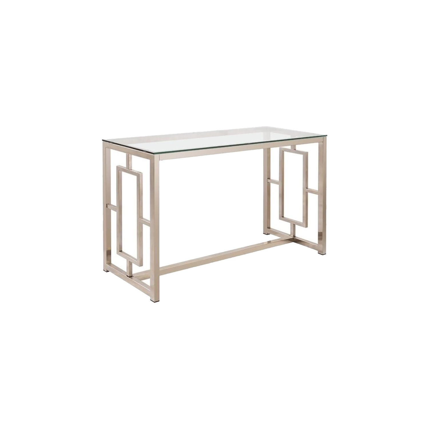 Coaster Cairns Glass Top Console Table in Nickel and Clear