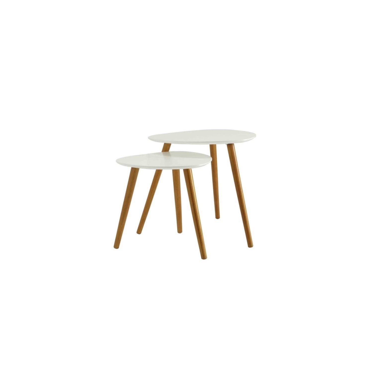 Convenience Concepts Oslo Nesting End Tables in White and Natural Wood Finish