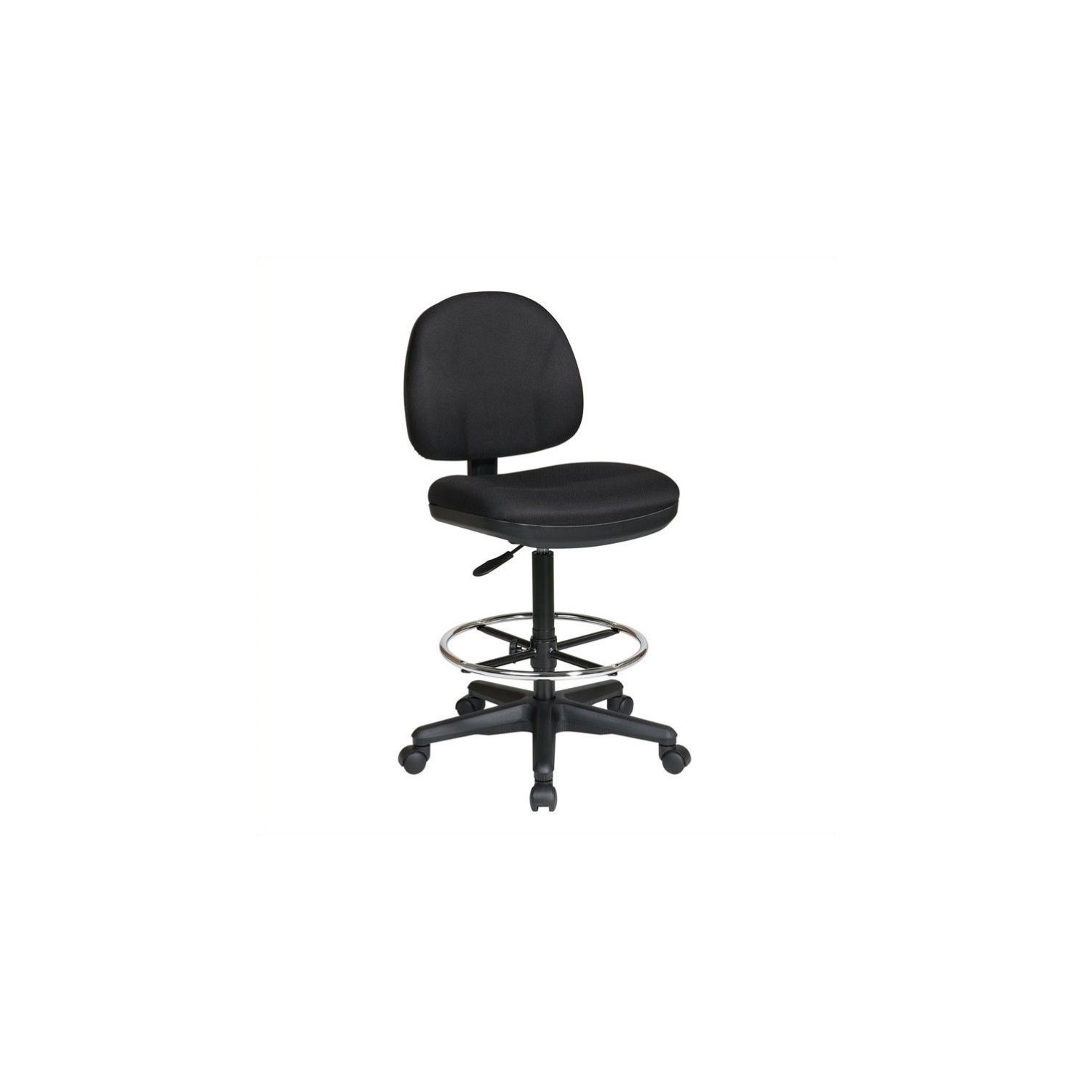 Drafting Chair with Stool Kit in Black Fabric with Foot Ring