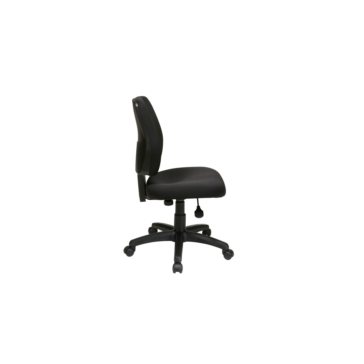Task Office Chair with Ratchet Back Height Adjustment in Coal Black Fabric