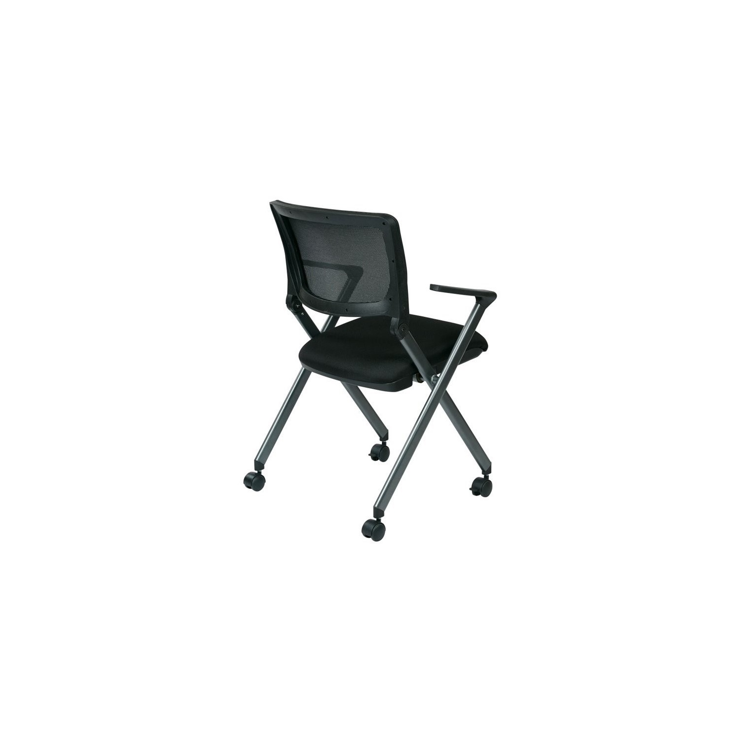 Black Mesh Back Folding Chair in Titanium