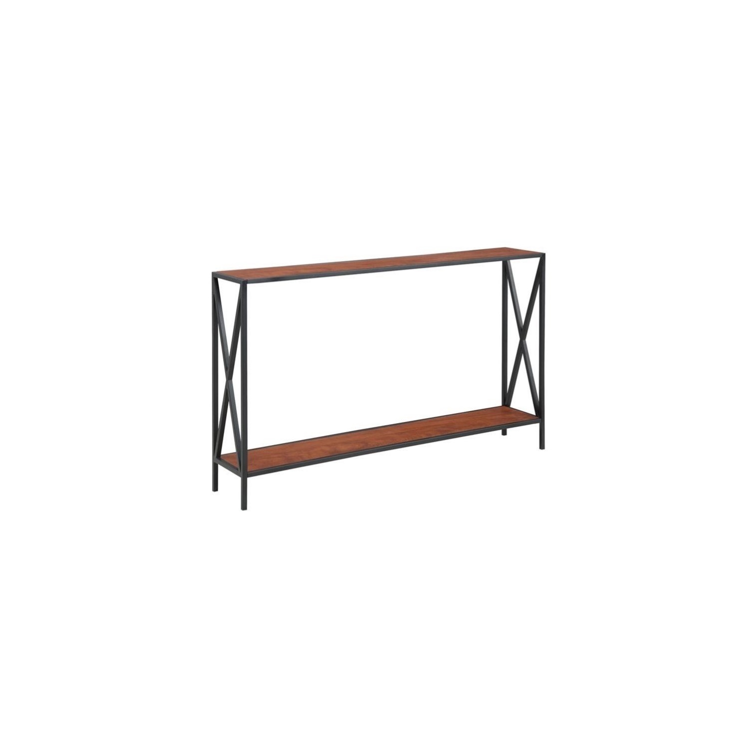 Convenience Concepts Tucson Console Table in Black Metal and Cherry Wood Finish