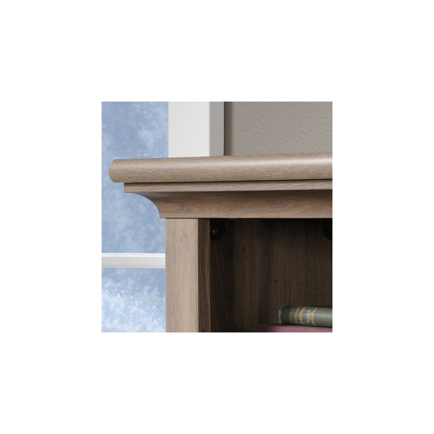 Sauder Harbor View Computer Desk with Hutch in Salt Oak