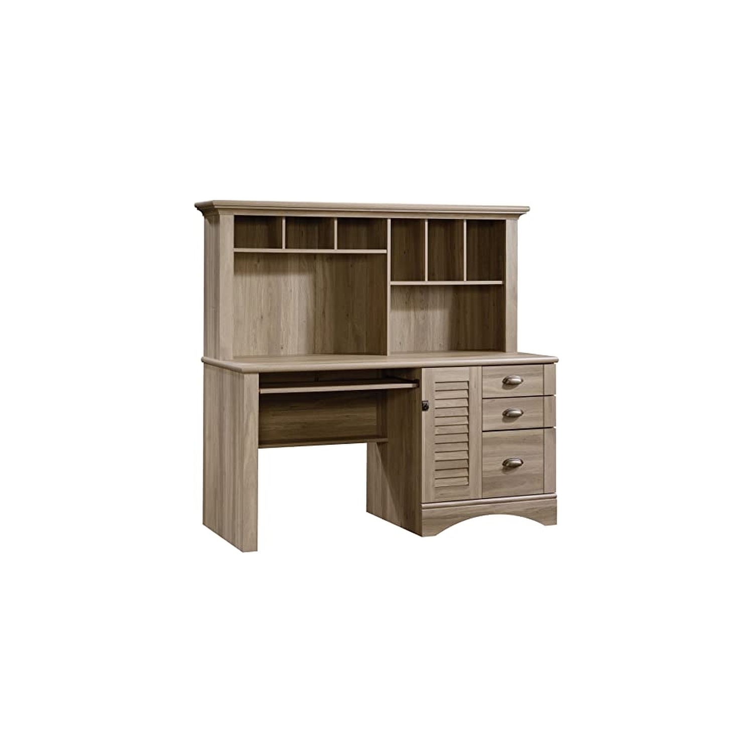 Sauder Harbor View Computer Desk with Hutch in Salt Oak