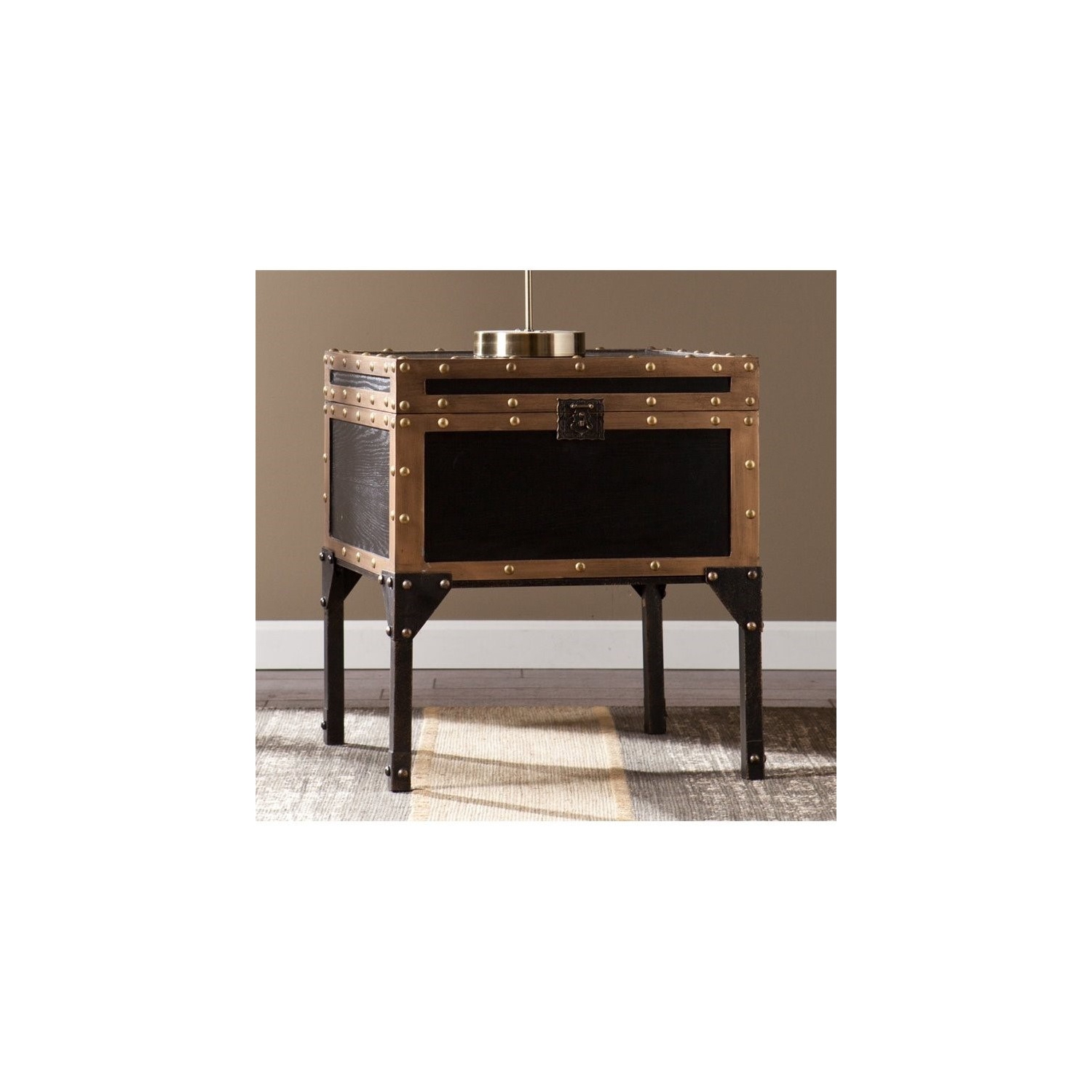 SEI Furniture Drifton Travel Trunk End Table in Black