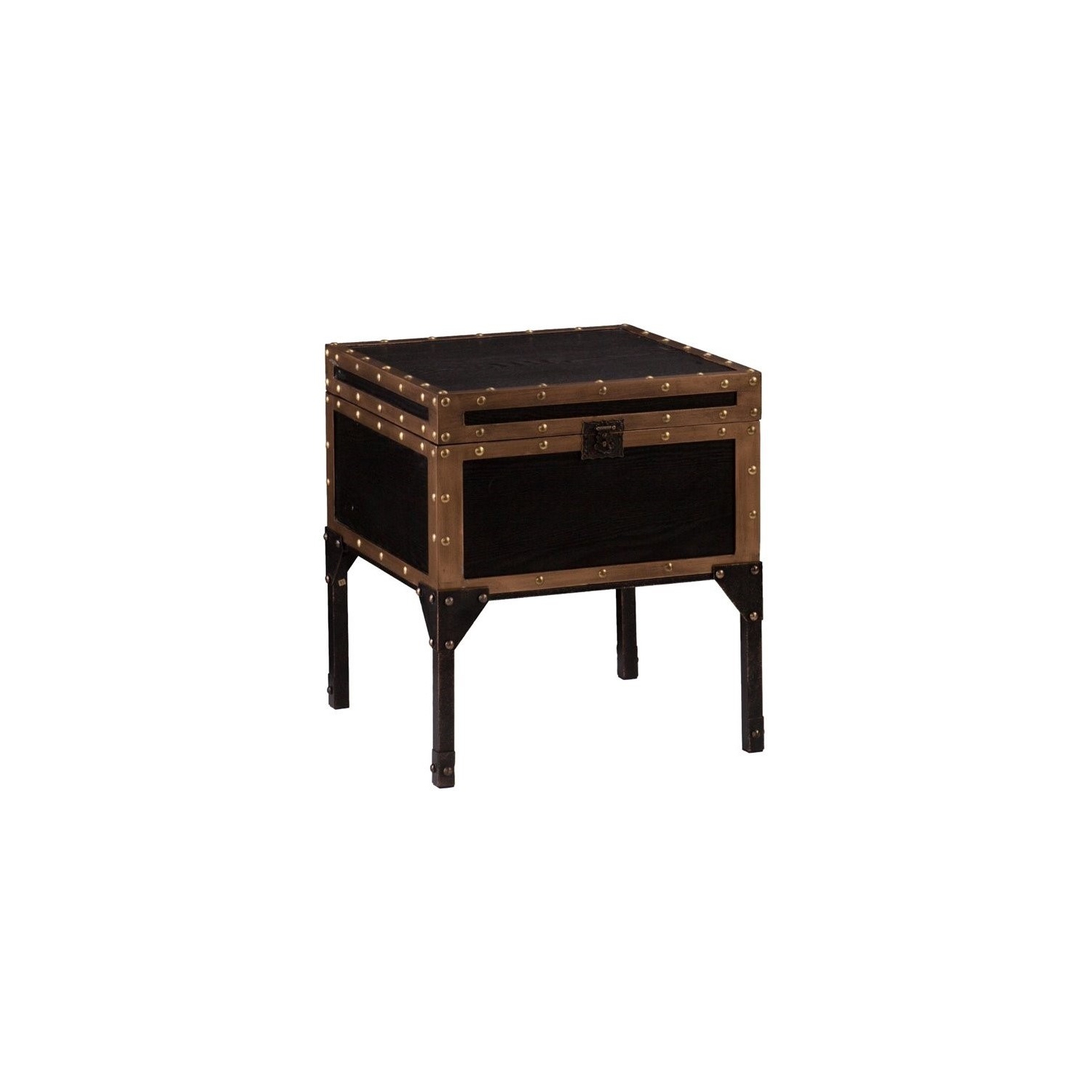 SEI Furniture Drifton Travel Trunk End Table in Black