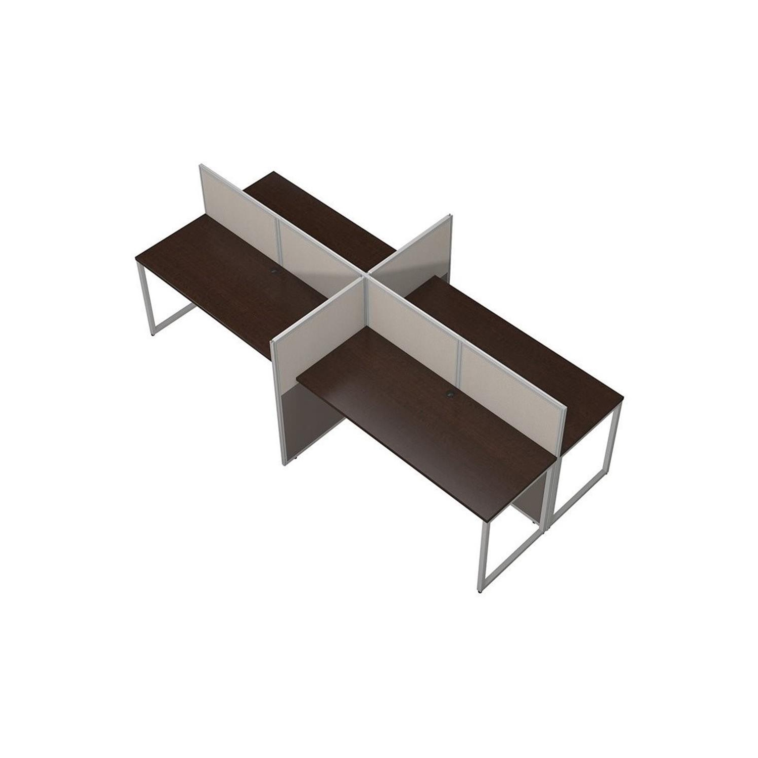 Bush Business Furniture Easy Office Wood Computer Desk for Four in Mocha Cherry