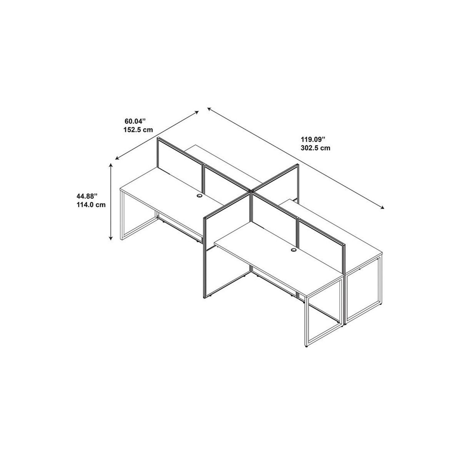 Bush Business Furniture Easy Office Wood Computer Desk for Four in Mocha Cherry