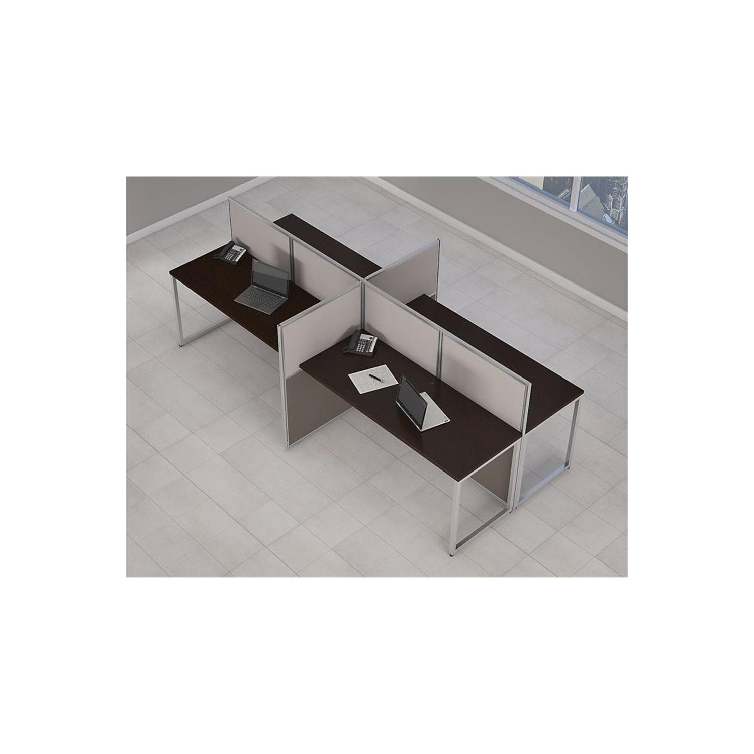 Bush Business Furniture Easy Office Wood Computer Desk for Four in Mocha Cherry