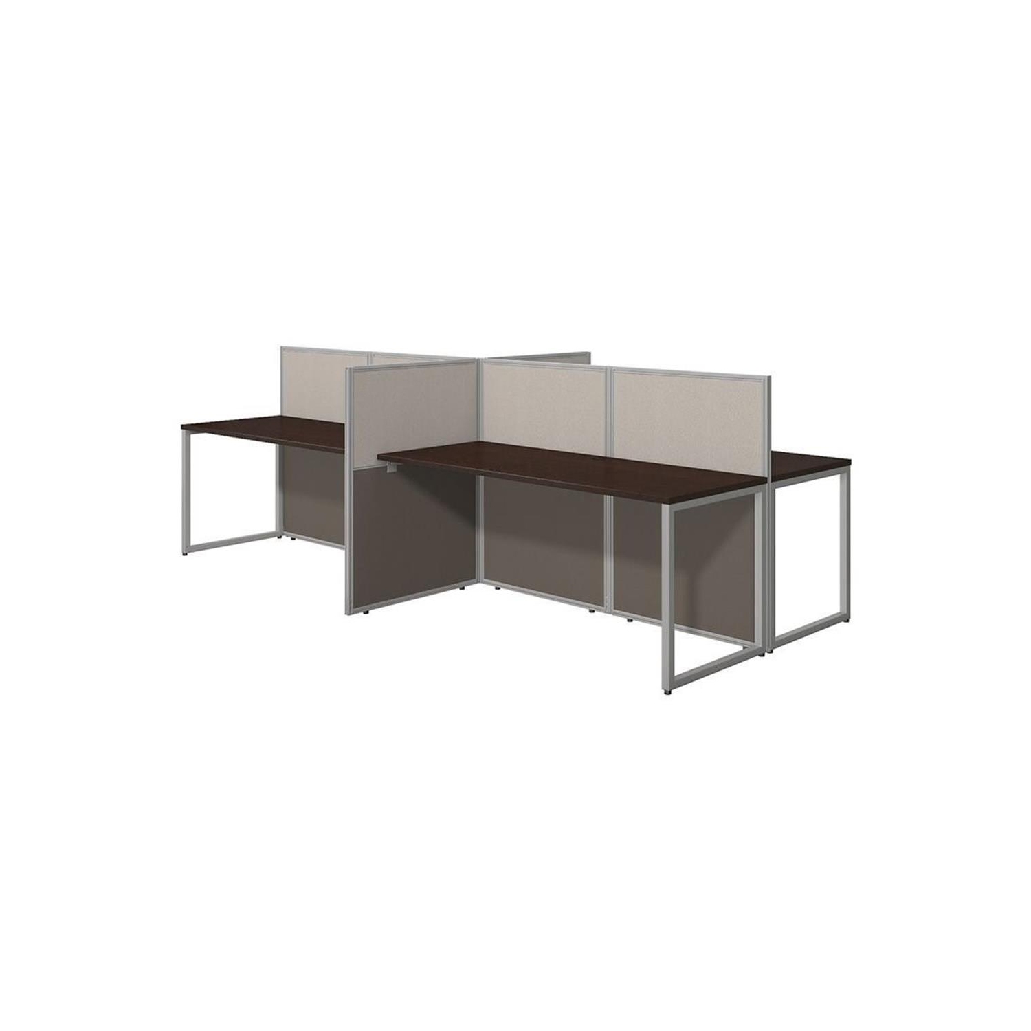 Bush Business Furniture Easy Office Wood Computer Desk for Four in Mocha Cherry