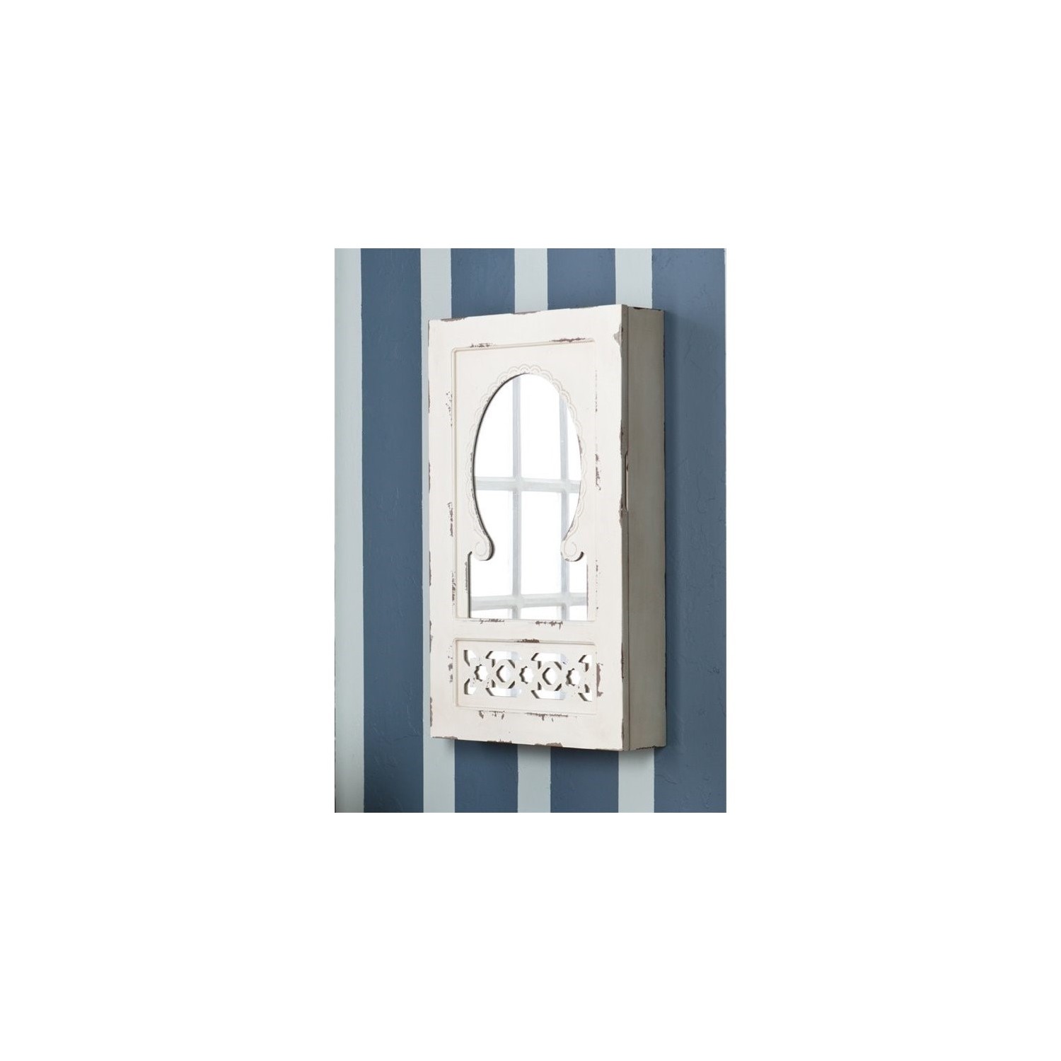 Southern Enterprises Wall Mount Jewelry Armoire in Antique White