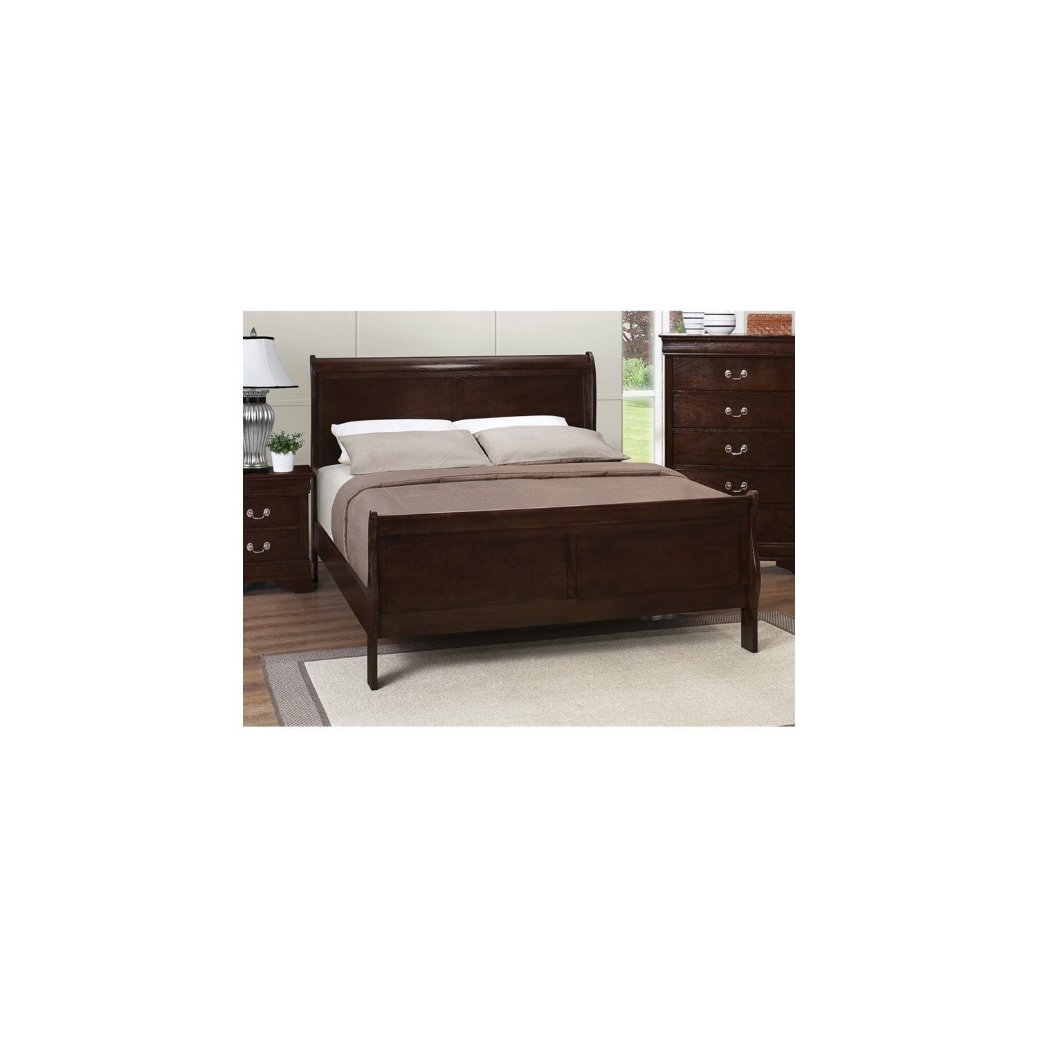 Coaster Louis Philippe Full Sleigh Traditional Bed - Double - Cappuccino