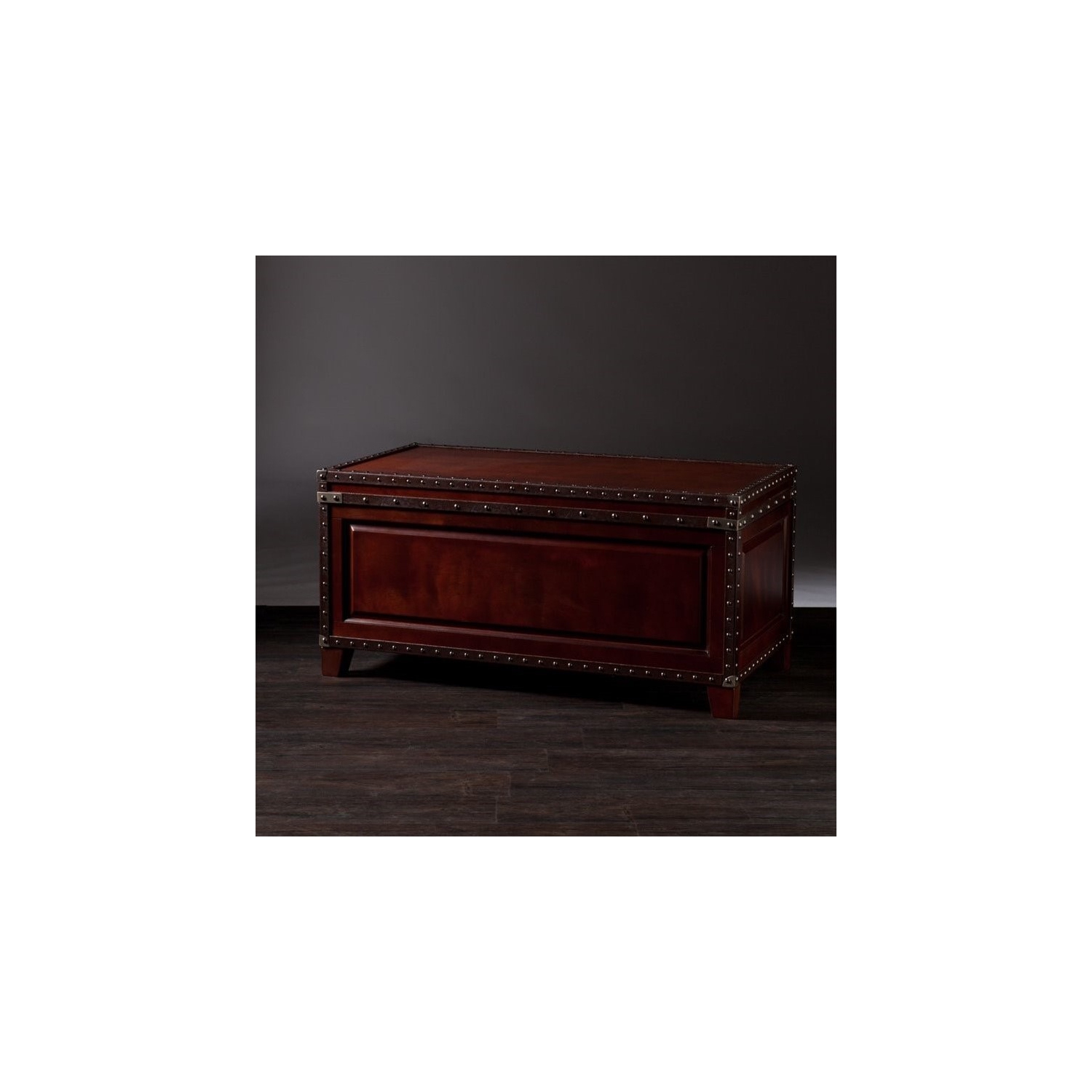 SEI Furniture Amherst Trunk Coffee Table in Dark Cherry