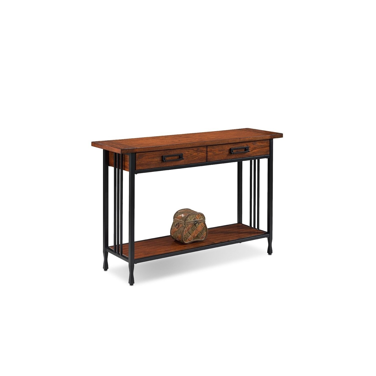 Leick Ironcraft Wood Console Table in Burnished Oak