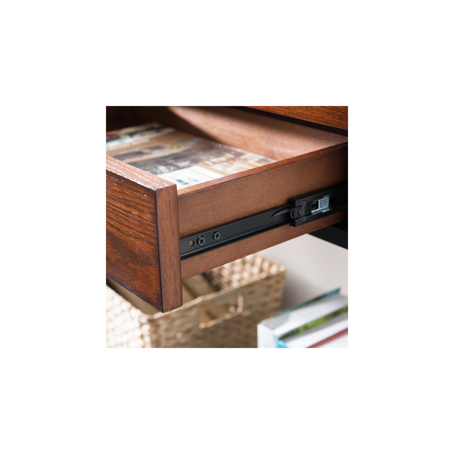 Leick Ironcraft Wood Console Table in Burnished Oak