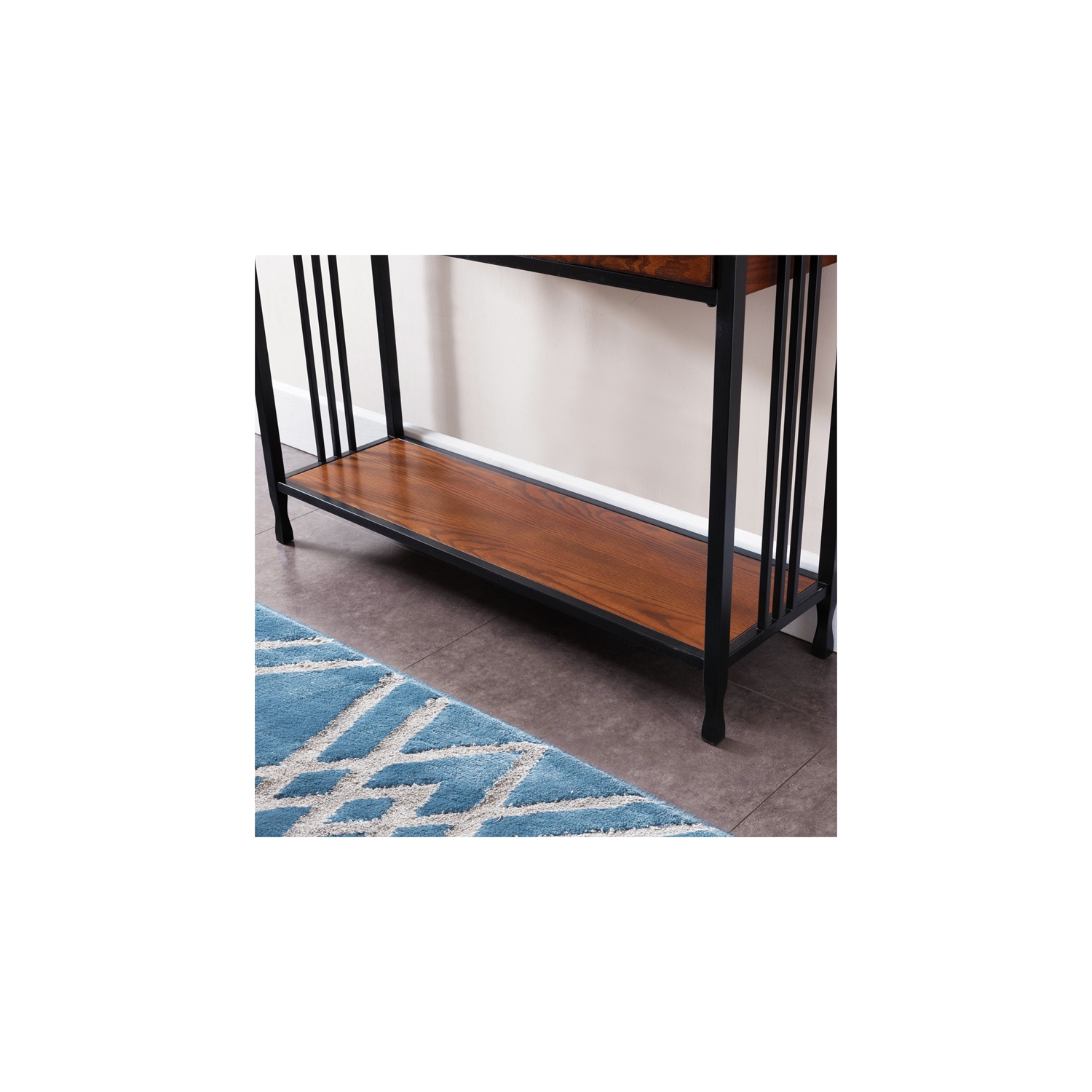 Leick Ironcraft Wood Console Table in Burnished Oak