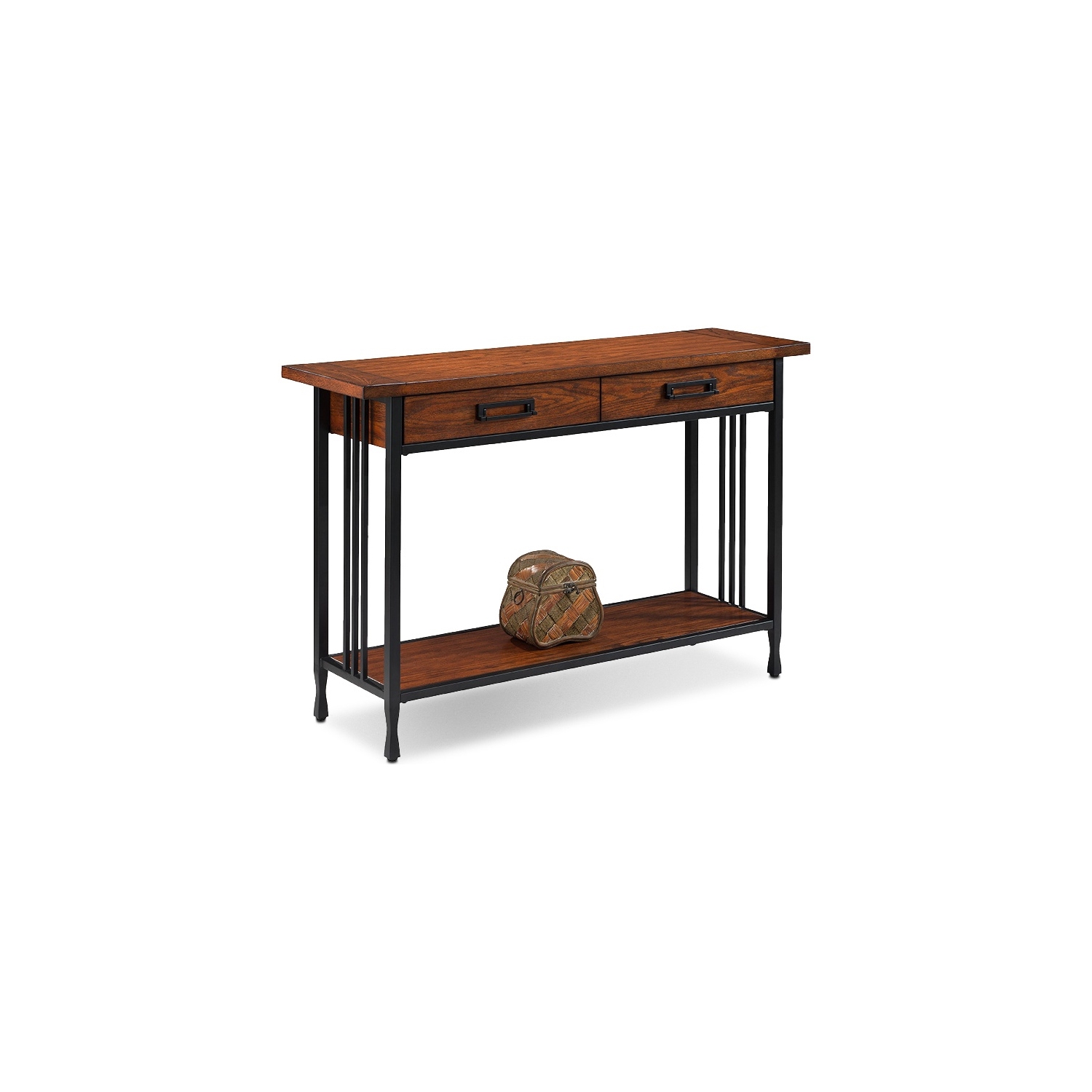 Leick Ironcraft Wood Console Table in Burnished Oak