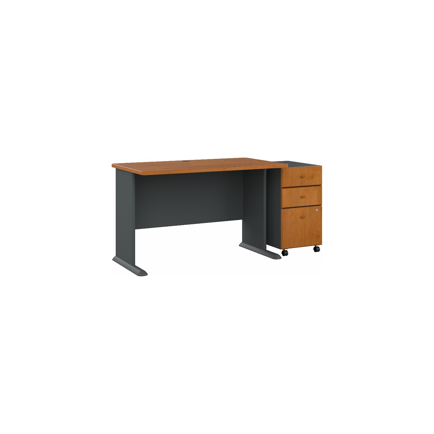 Series A 48W Desk with Drawers in Natural Cherry and Slate - Engineered Wood